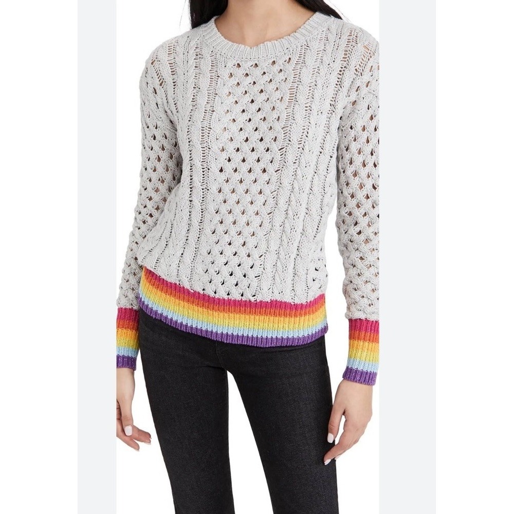 Le Superbe Silver Lining Sinbad Sweater Womens Medium Cashmere Blend Rainbow